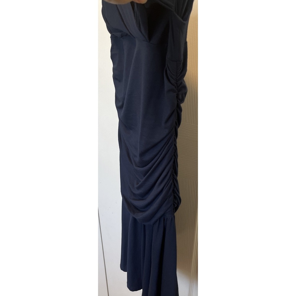 VTG Y2K Bebe Women’s Ruched Side Bodycon Dress Navy Blue Size Small Made In USA - Picture 4 of 16